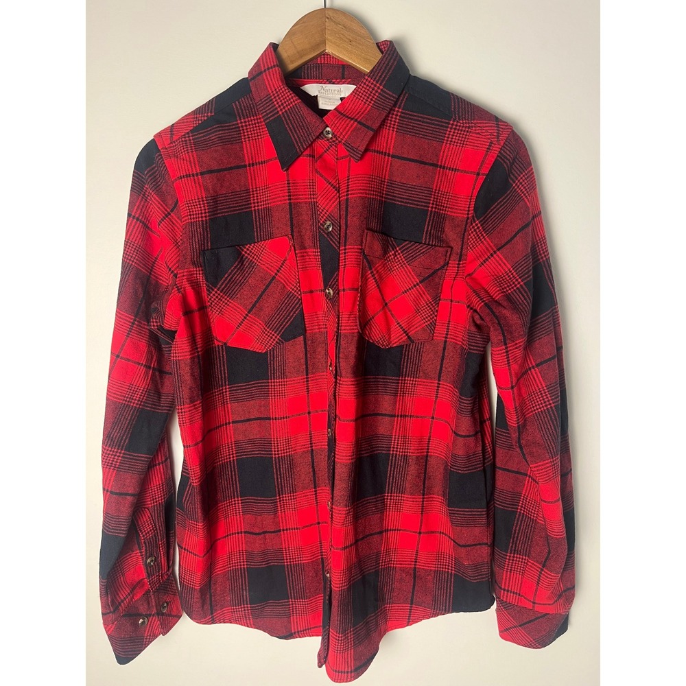 Natural Reflections Flannel Shirt Wm S Red Black Plaid Autumn Fall Campcore Hike